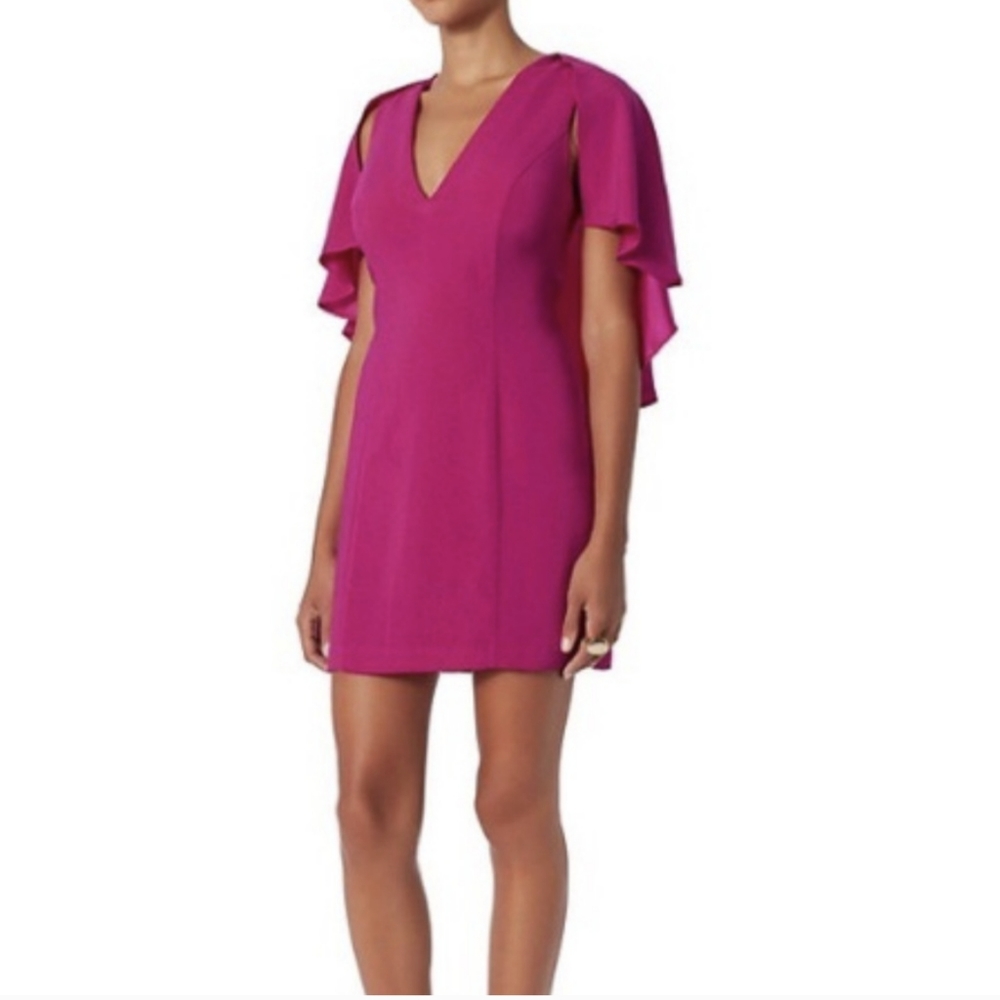 Intermix Magenta Muller Cape Cocktail Dress